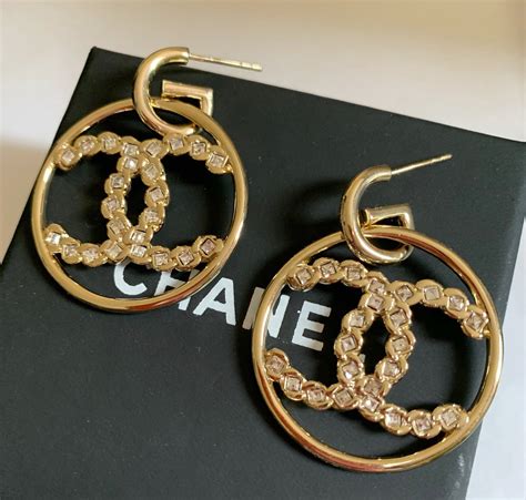 chanel earrings hoop|Chanel hoop earrings price.